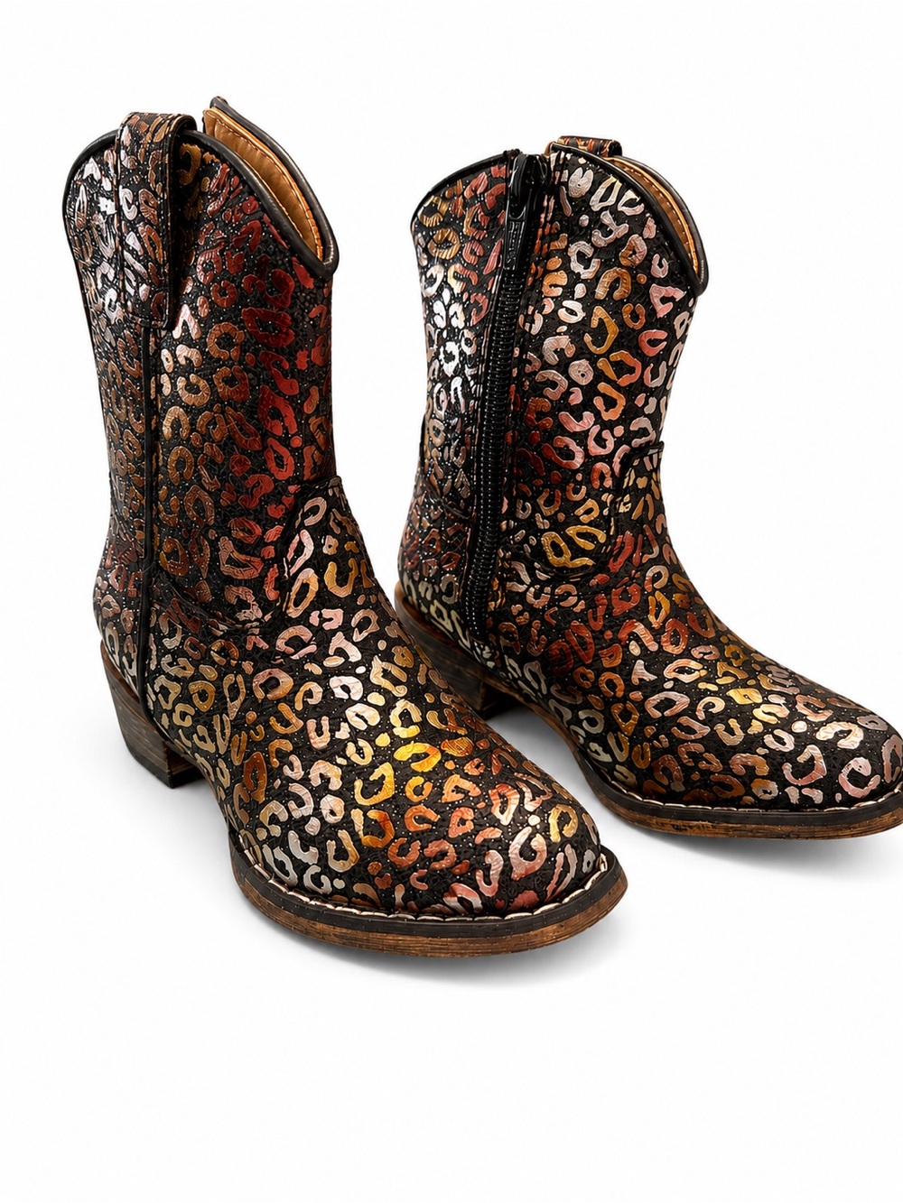 Roper Toddler Size 5 Leopard Print Western Ankle Boots with Glitter